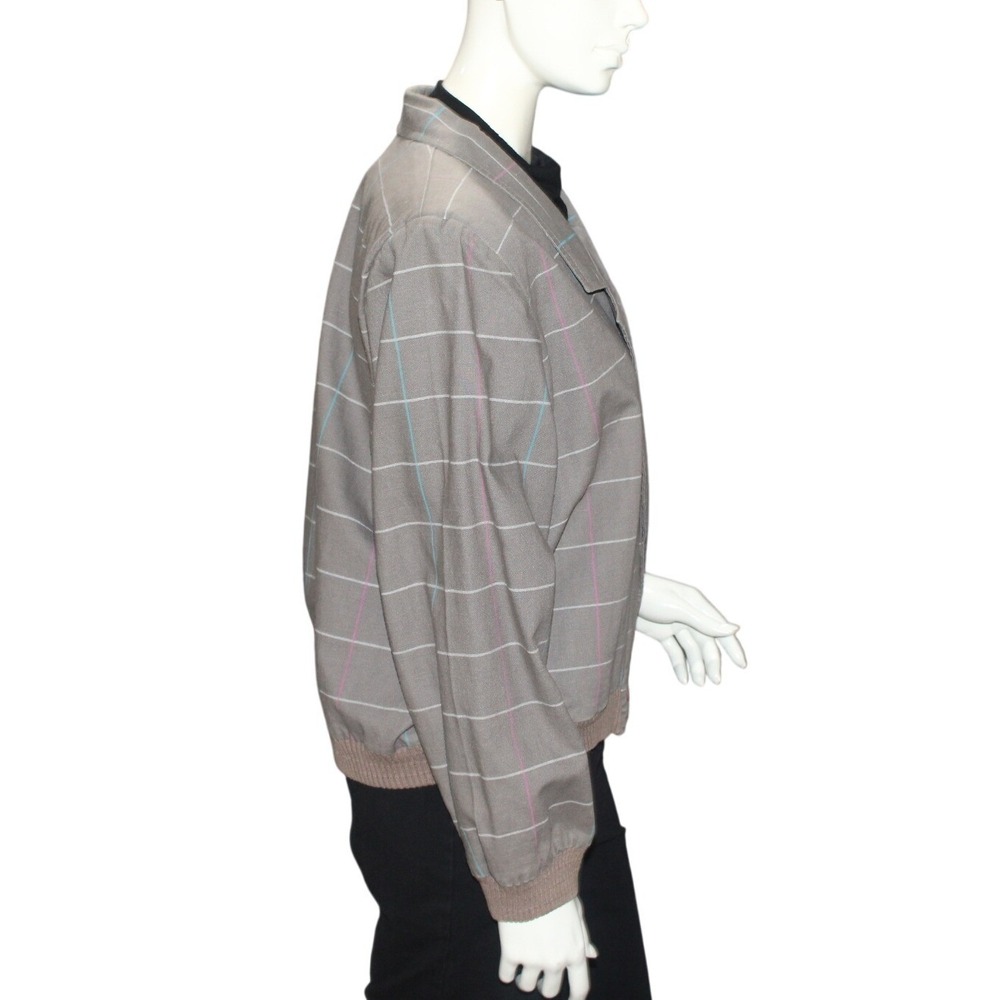 Vintage Santa Cruz Gray Plaid Bomber Jacket Ribbed Hem 90s - Picture 4 of 8